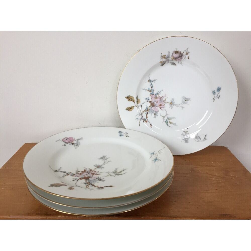 Set 4 Vtg Haviland Limoges Fleur Saxe Old Blackberry Porcelain Dinner Plates 9.5